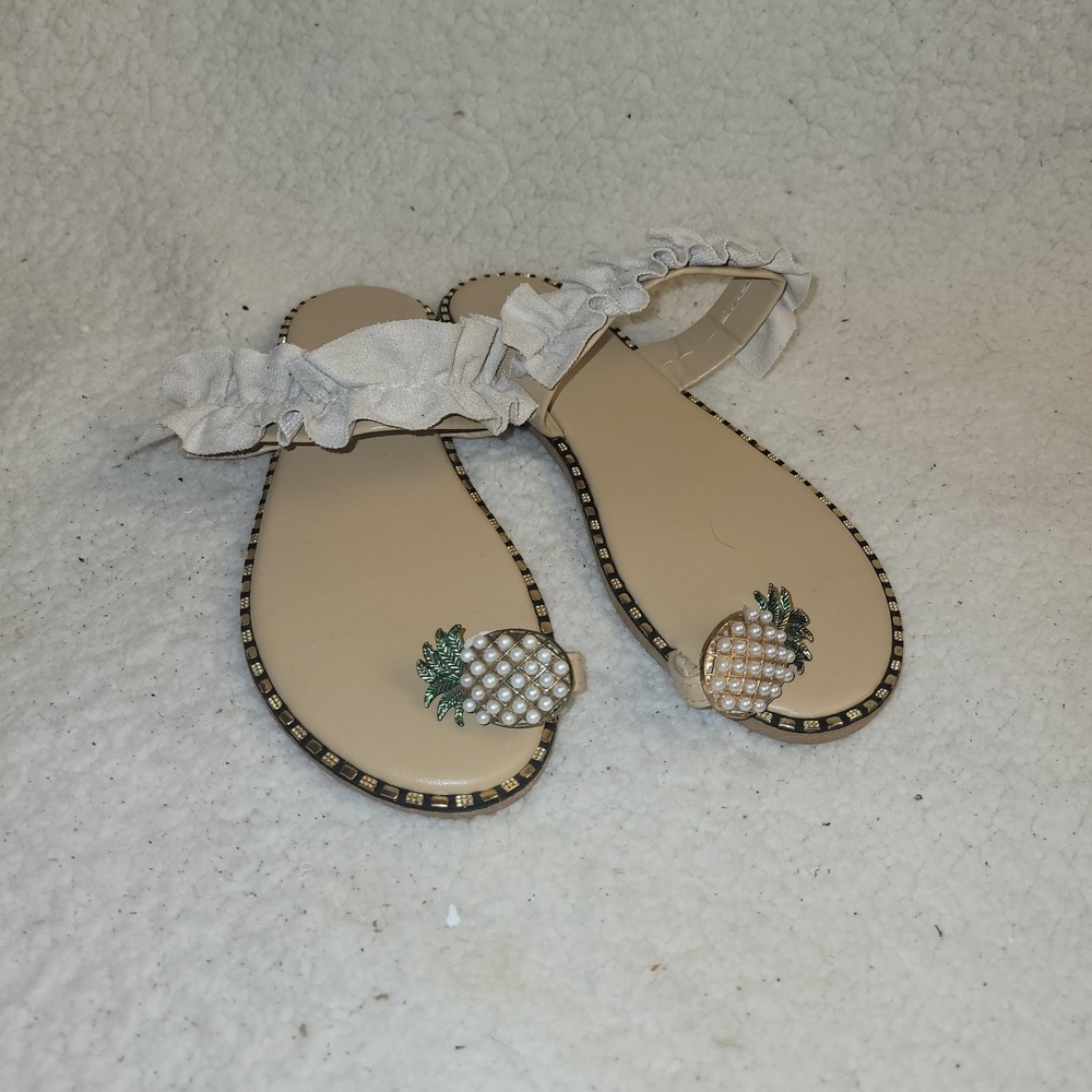 Shishang Pineapple Slide Sandals Size‎ 9 Womens Pearl Beach Vacation